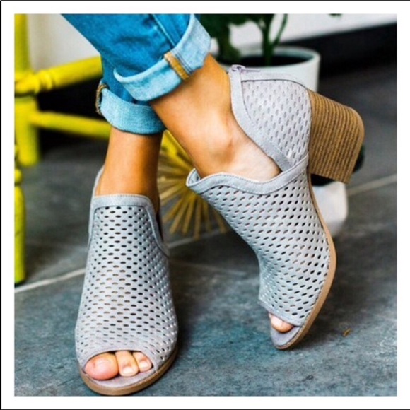 Qupid Shoes - *Black Perforated Suede PeepToe Ankle Booties NWOT